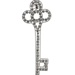 10" Silver Antique Finish Rhinestone Embellished Key Christmas Ornament