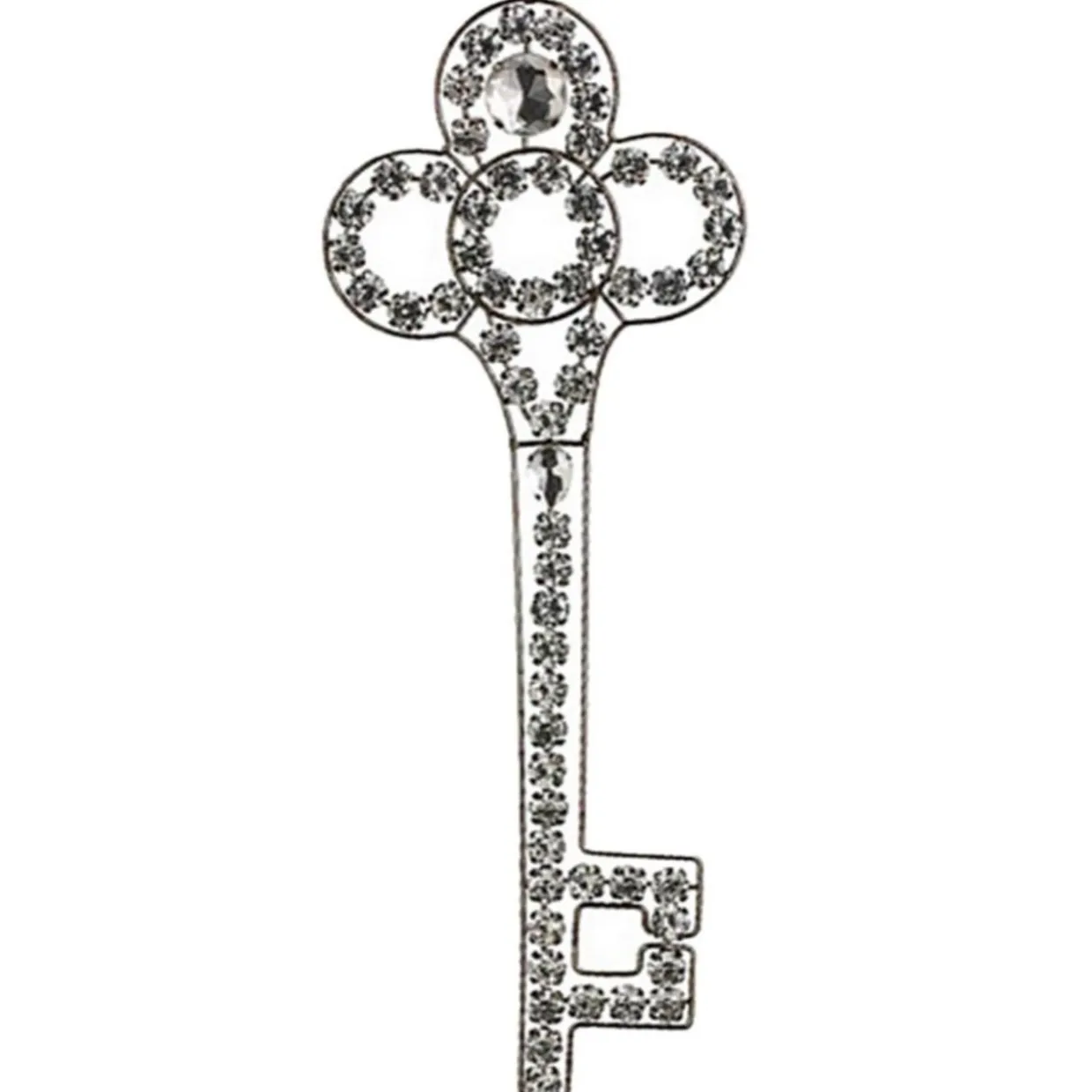 10" Silver Antique Finish Rhinestone Embellished Key Christmas Ornament