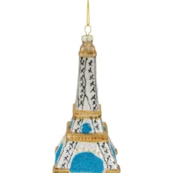 4.75" Silver Eiffel Tower Glittered Christmas Glass Hanging Ornament