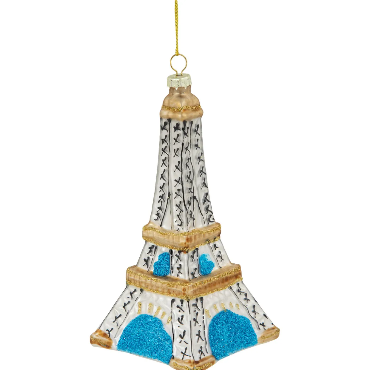 4.75" Silver Eiffel Tower Glittered Christmas Glass Hanging Ornament