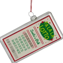 4.25" Silver "Fa La La Lotto Santa's Pick" Glass Christmas Hanging Ornament