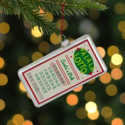 4.25" Silver "Fa La La Lotto Santa's Pick" Glass Christmas Hanging Ornament