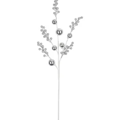 29" Silver Glitter Berries with Ornaments Christmas Spray