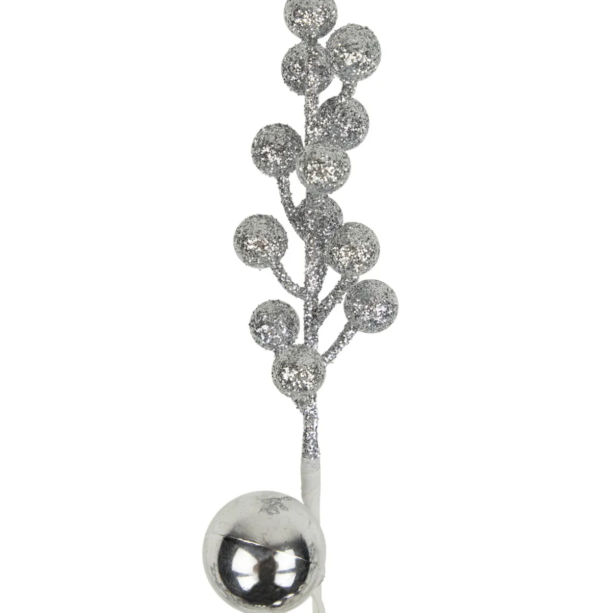 29" Silver Glitter Berries with Ornaments Christmas Spray