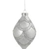 5" Silver Glitter Cosmoid Finial Glass Christmas Ornament