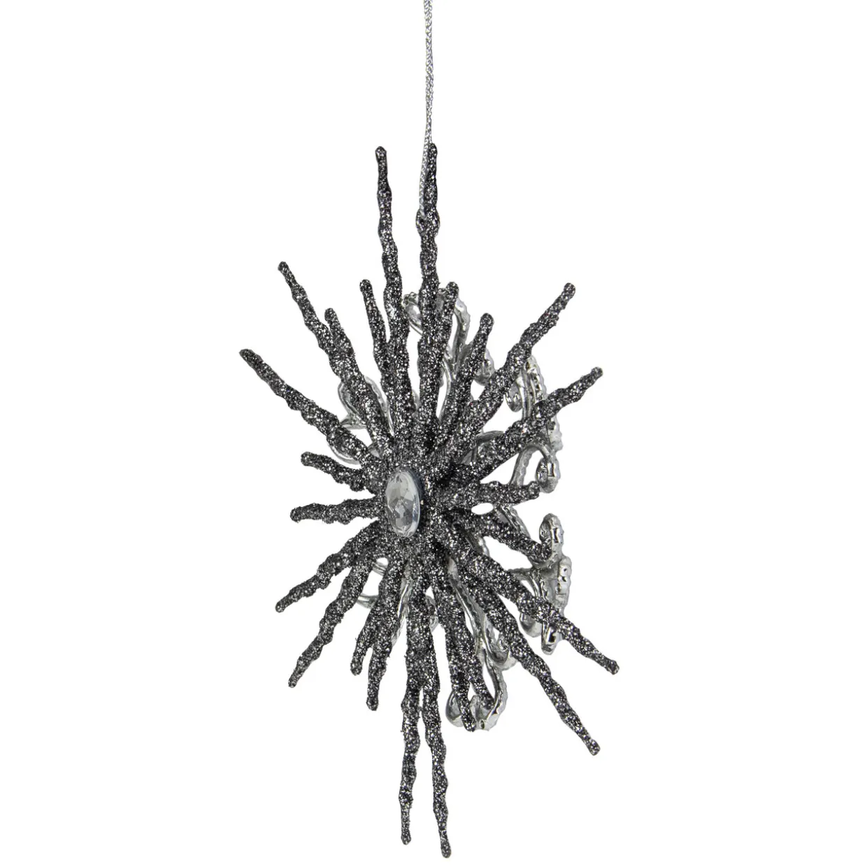 6" Silver Glitter Double Snowflake Christmas Ornament