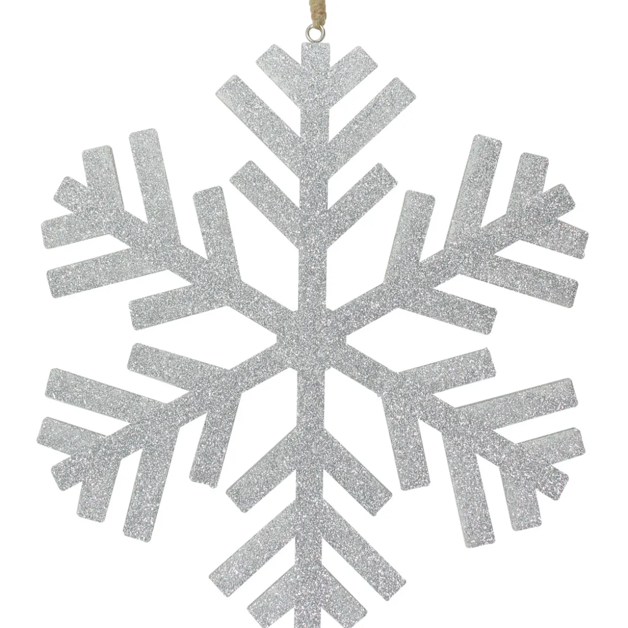 11.75" Silver Glitter Drenched Snowflake Christmas Ornament