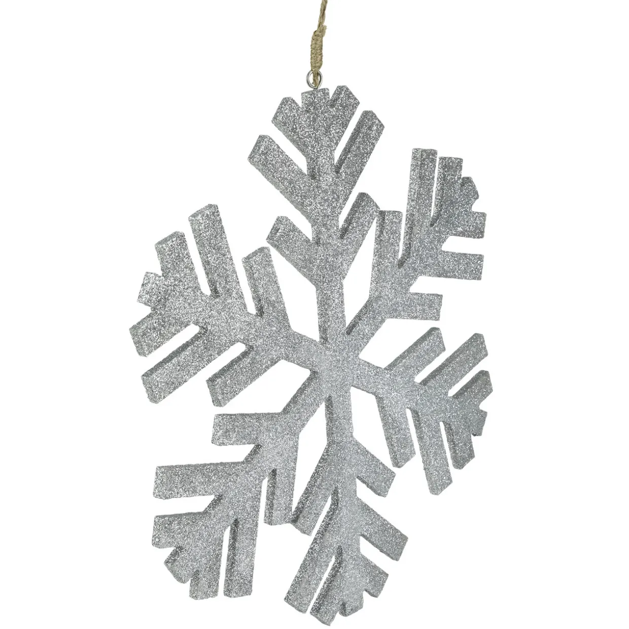 11.75" Silver Glitter Drenched Snowflake Christmas Ornament