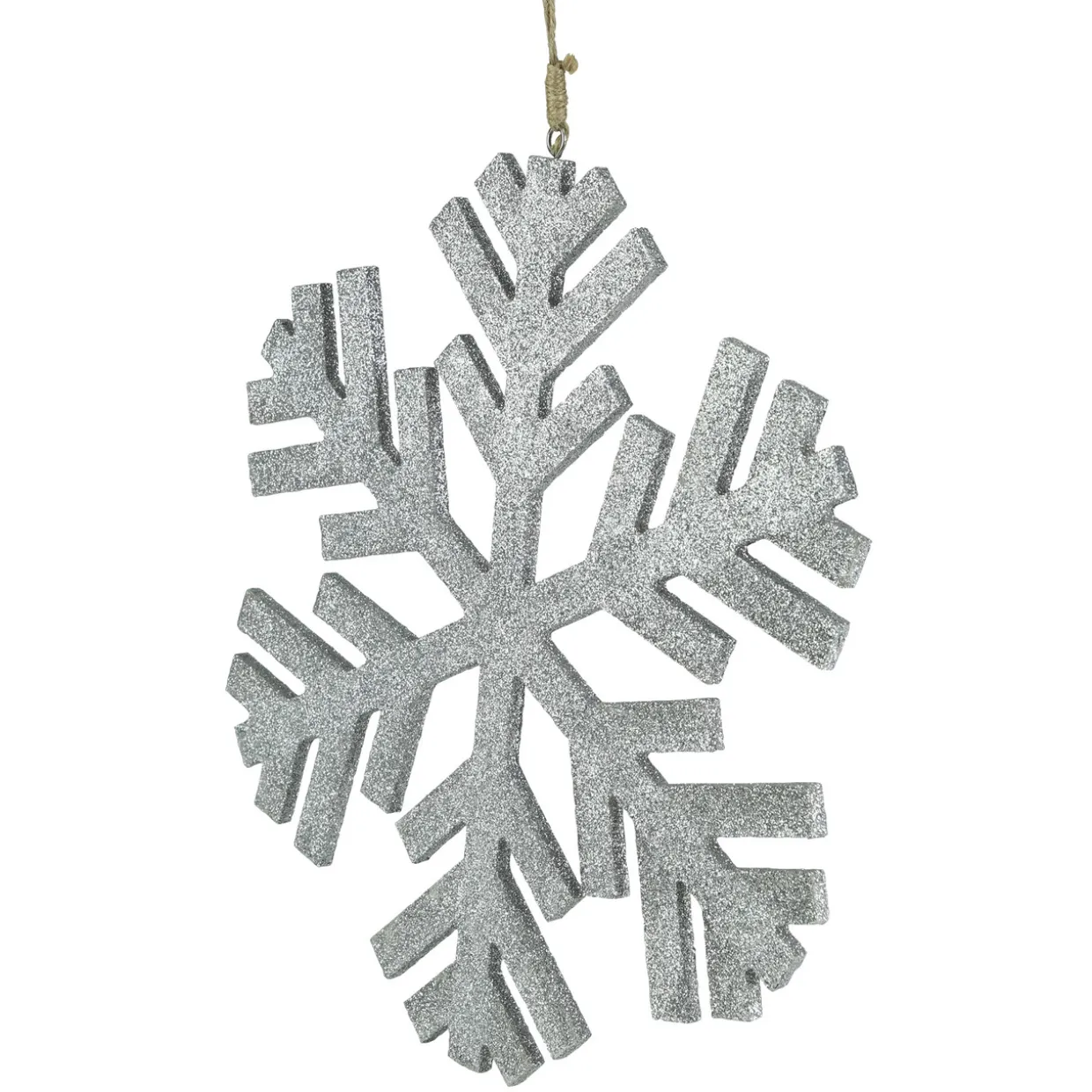 11.75" Silver Glitter Drenched Snowflake Christmas Ornament