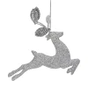 5.5" Silver Glitter Leaping Reindeer Christmas Ornament