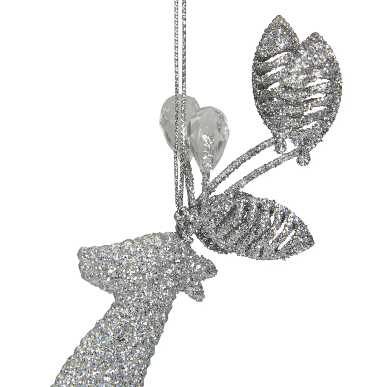 5.5" Silver Glitter Leaping Reindeer Christmas Ornament