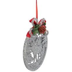 4.25" Silver Glitter Moose 2-D Cut-Out Silhouette Christmas Ornament