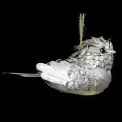 8" Silver Glittered Pine Cone Bird Christmas Ornament