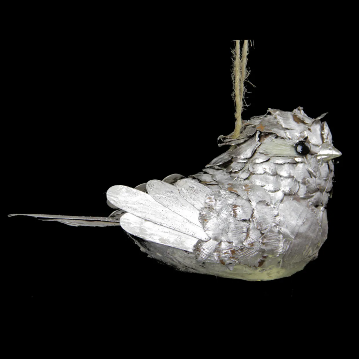 8" Silver Glittered Pine Cone Bird Christmas Ornament