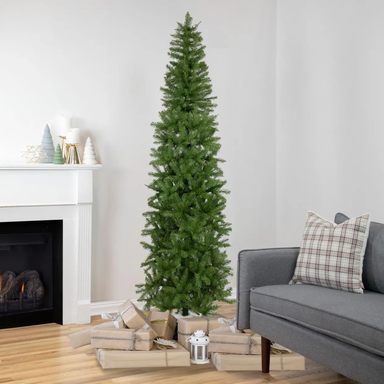 7.5' Silver Lake Fir Pencil Artificial Christmas Tree, Unlit