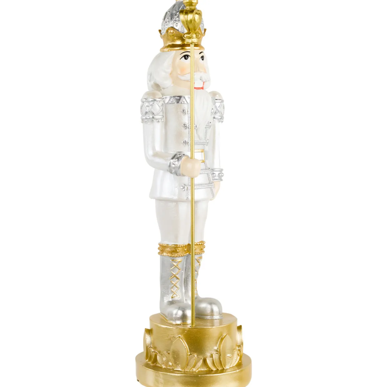 13.5" Silver Metallic Christmas Nutcracker with Staff