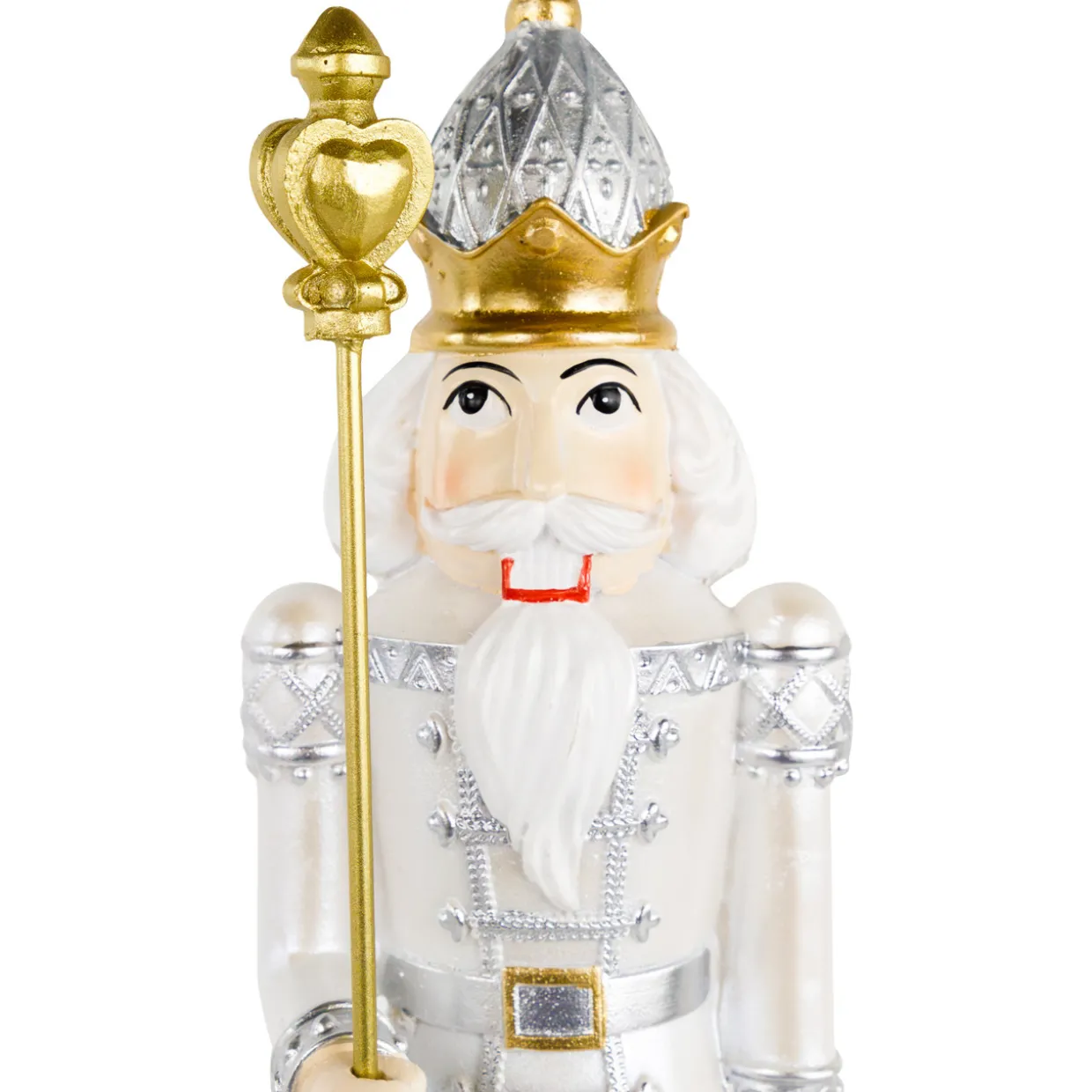 13.5" Silver Metallic Christmas Nutcracker with Staff