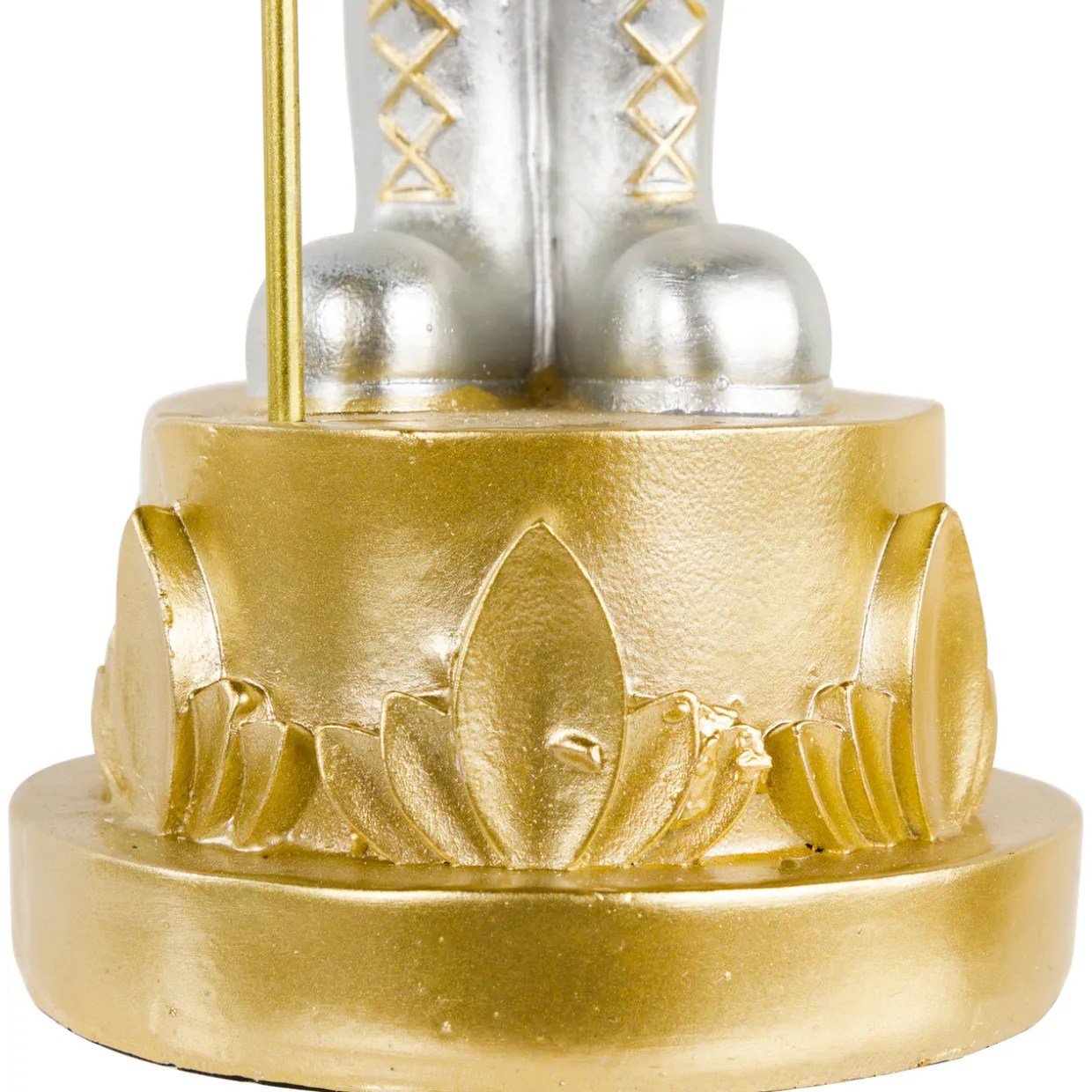 13.5" Silver Metallic Christmas Nutcracker with Staff