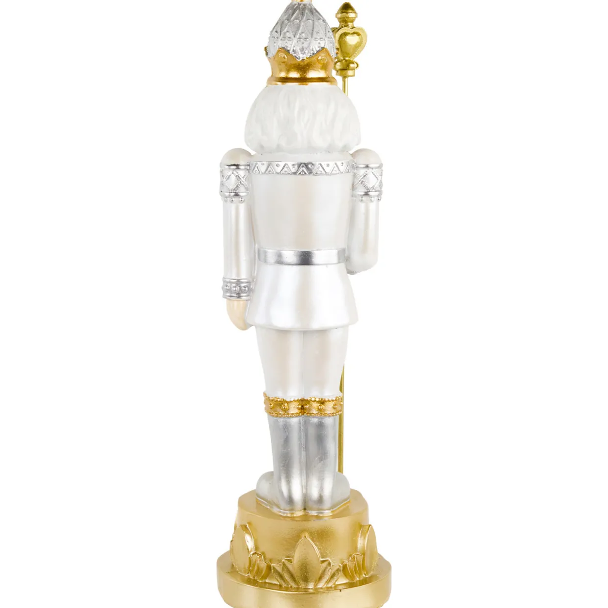 13.5" Silver Metallic Christmas Nutcracker with Staff