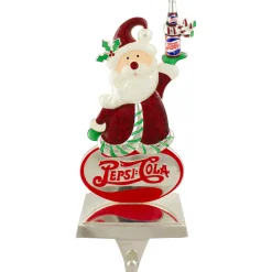 9.75" Silver Plated Pepsi-Cola Santa Claus Christmas Stocking Holder