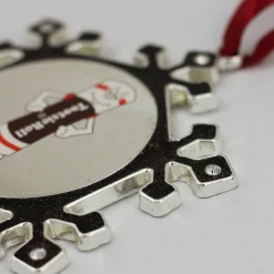 3.5" Silver Plated Snowflake Toostie Roll Man Candy Logo Christmas Ornament