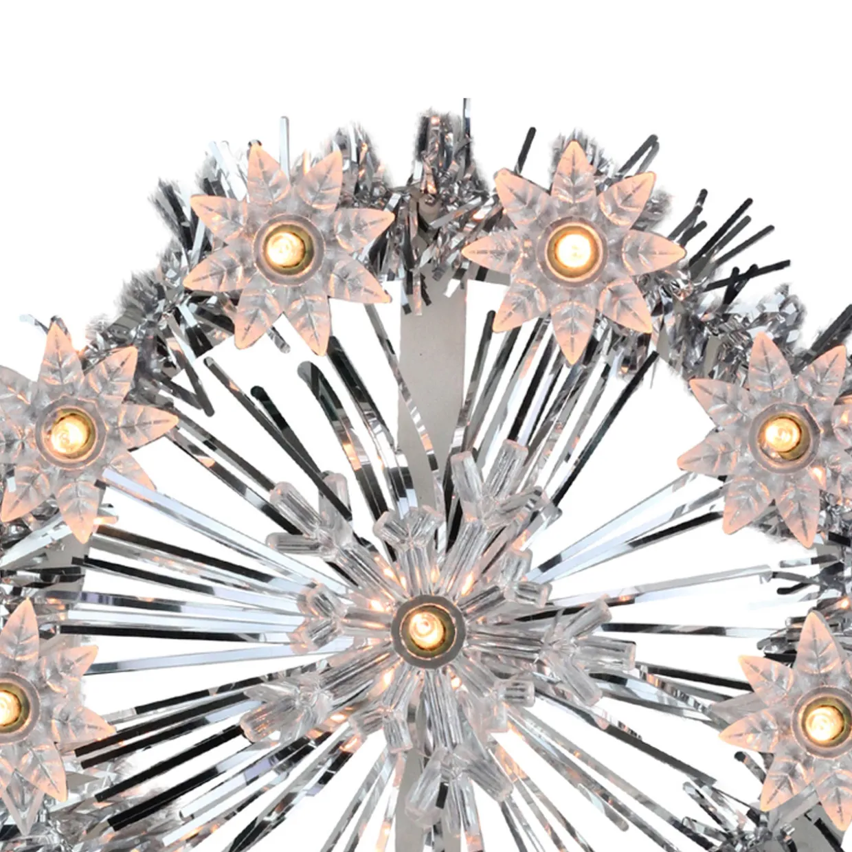 7" Silver Pre-Lit Snowflake Starburst Christmas Tree Topper - Clear Lights