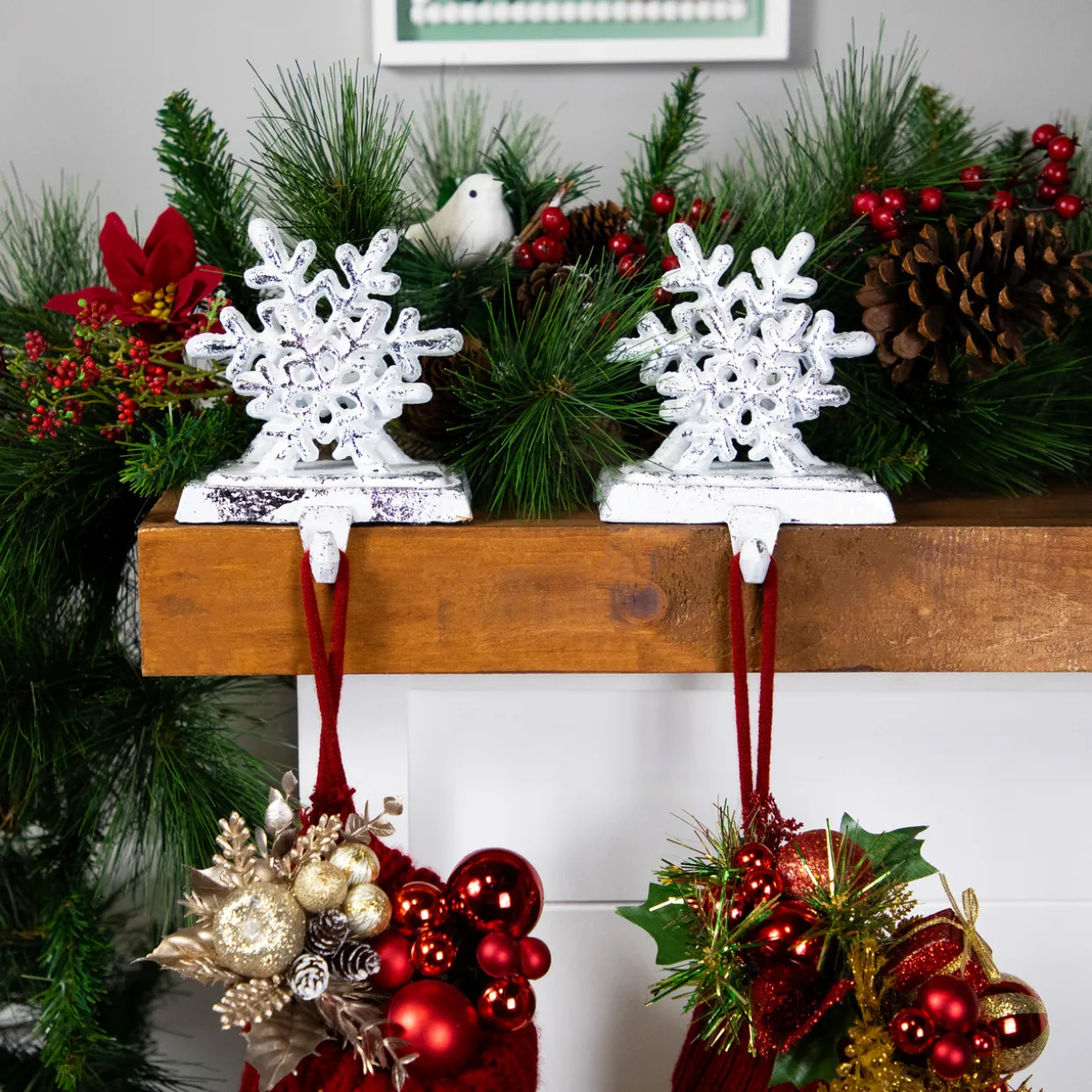 12.5" Silver Snowflake Christmas Stocking Holder