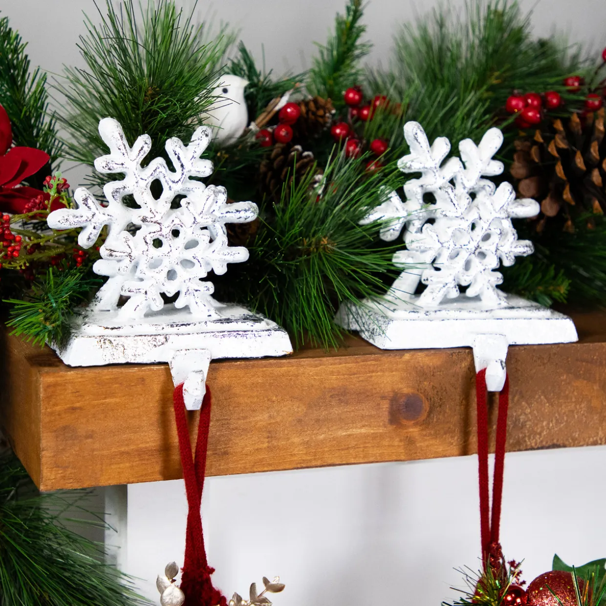 12.5" Silver Snowflake Christmas Stocking Holder