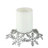 9" Silver Snowflake Glittered and Jeweled Christmas Pillar Candle Holder