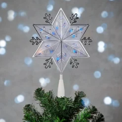 10" Silver Snowflake Lighted Christmas Tree Topper - Blue Lights