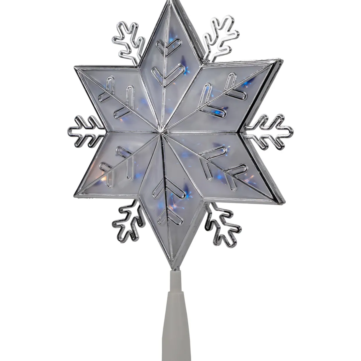 10" Silver Snowflake Lighted Christmas Tree Topper - Blue Lights