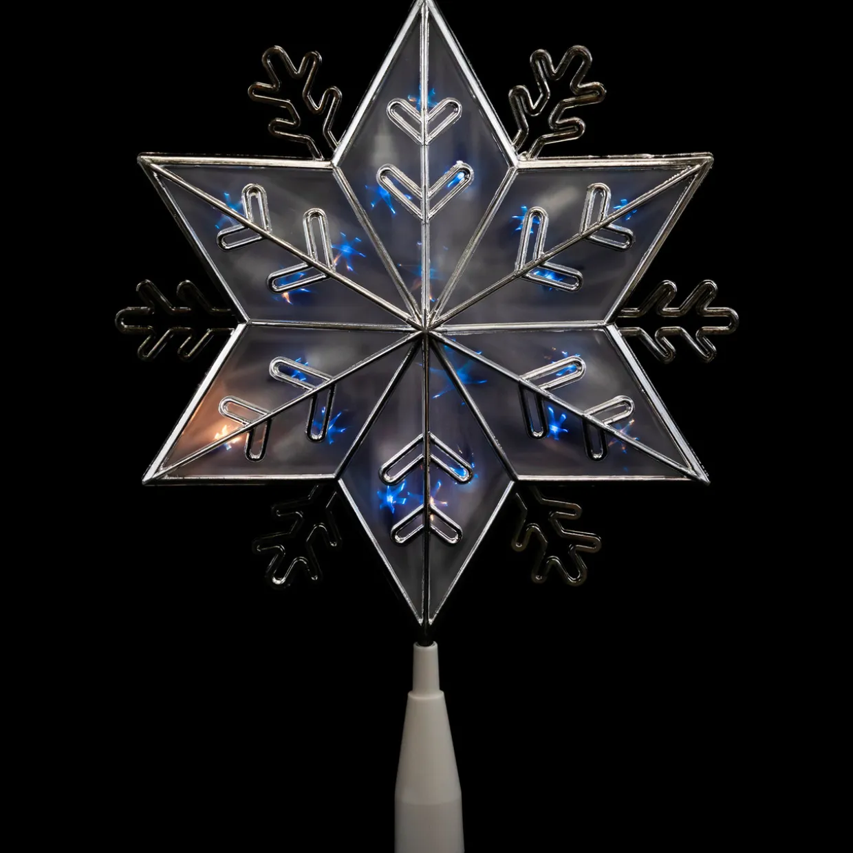 10" Silver Snowflake Lighted Christmas Tree Topper - Blue Lights