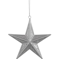 5.5" Silver Speckled Glass Style Star Christmas Ornament