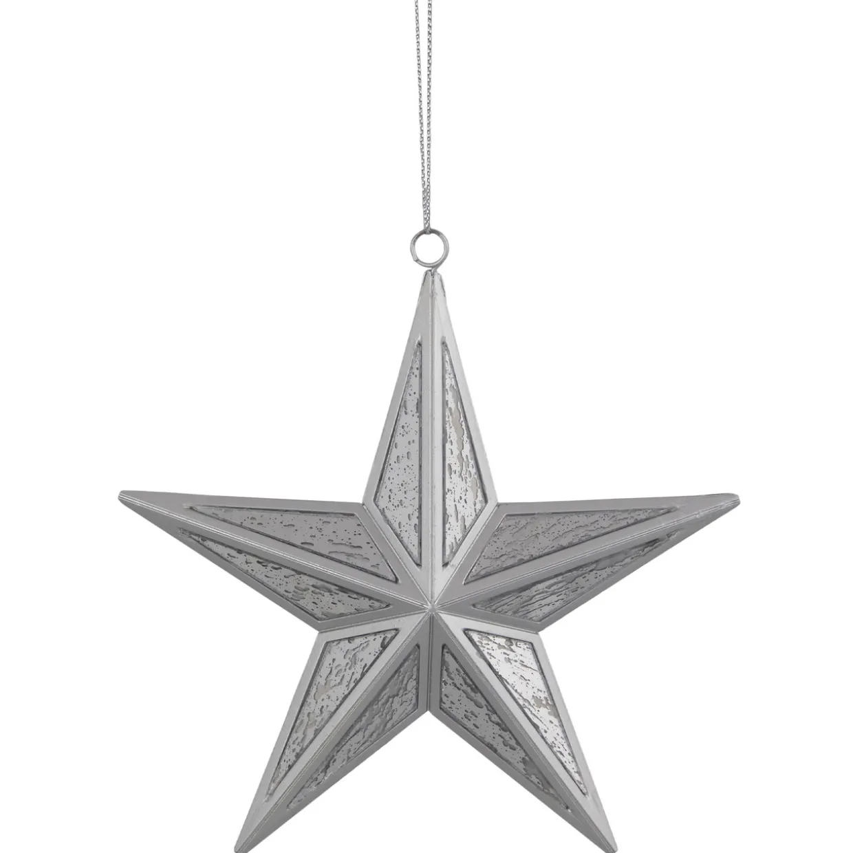 5.5" Silver Speckled Glass Style Star Christmas Ornament