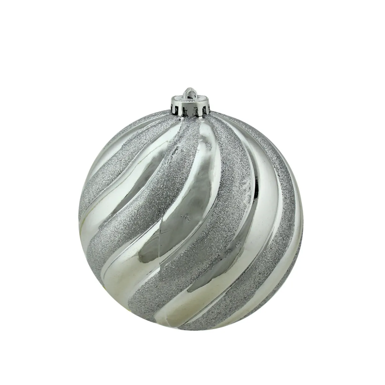 5.5" Silver Swirl Shatterproof 2-Finish Christmas Ball Ornament (140mm)