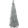 4' Silver Tinsel Pop-Up Artificial Christmas Tree, Unlit