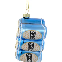 3" Six Pack Canned Beer Glass Christmas Ornament