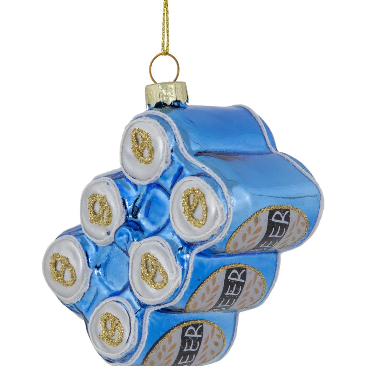 3" Six Pack Canned Beer Glass Christmas Ornament