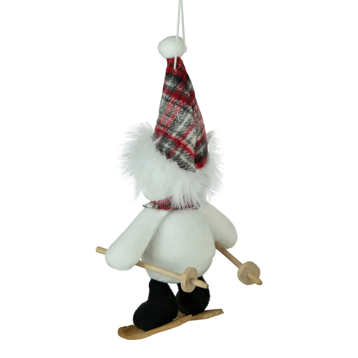 12" Skiing Snowman with Plaid Santa Hat Christmas Ornament