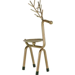 10.25" Small Bronze Reindeer Christmas Pillar Candle Holder