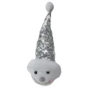 6" Smiling Snowman Head Wearing a Silver Sequin Santa Hat Christmas Ornament