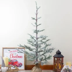 4' Snow Covered Frosted Pine Artificial Christmas Tree with Jute Base – Unlit