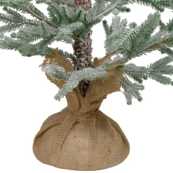 4' Snow Covered Frosted Pine Artificial Christmas Tree with Jute Base – Unlit