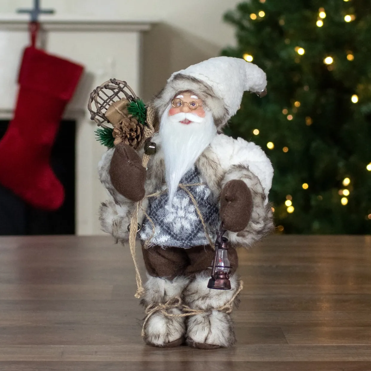 12" Snow Lodge Santa Christmas Figure with Lantern