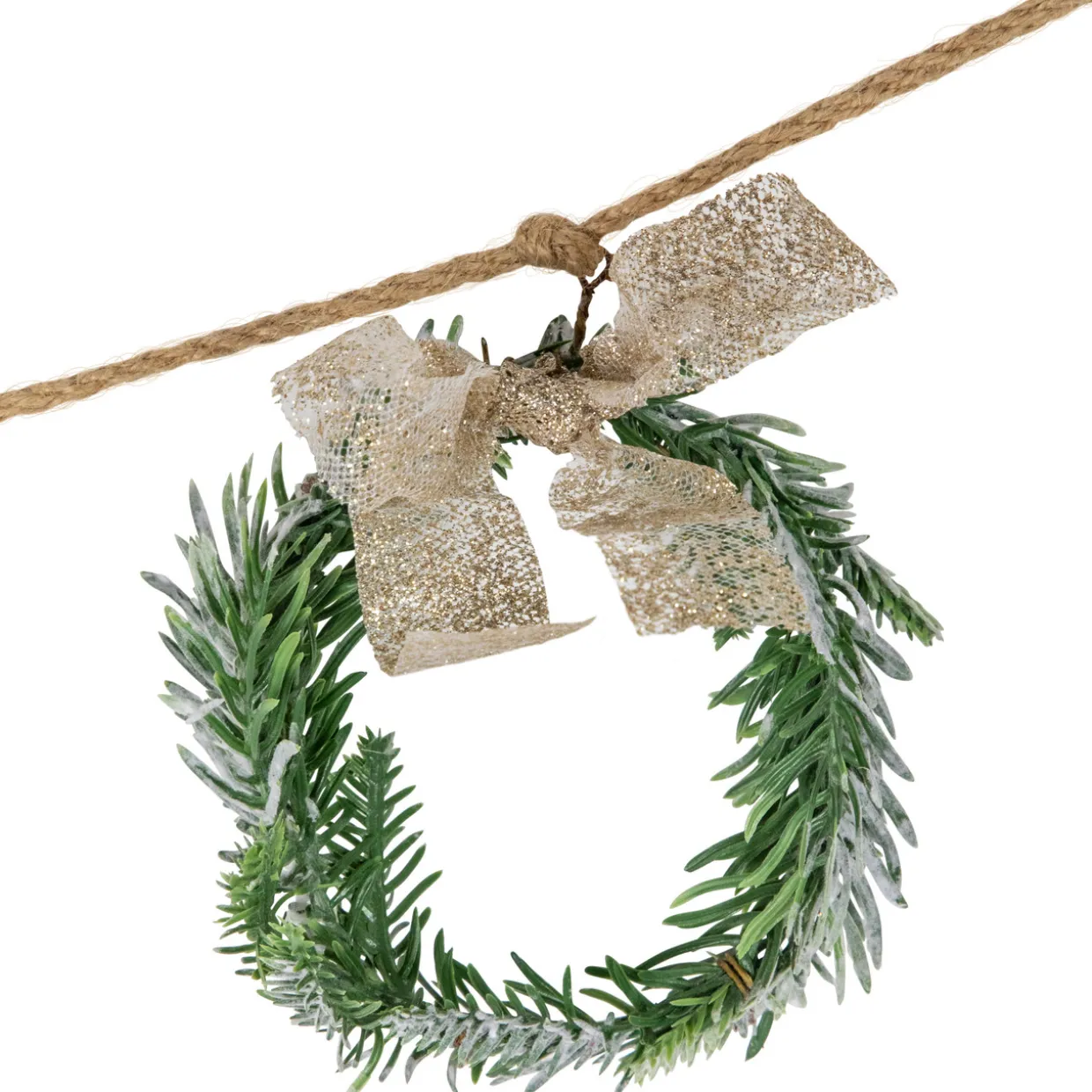 4.75" Snowflake and Frosted Pine Christmas Garland with Wooden Beads - Unlit