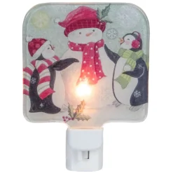 4" Snowman and Penguins Glass Christmas Night Light