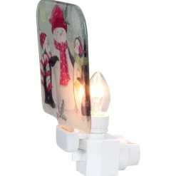 4" Snowman and Penguins Glass Christmas Night Light