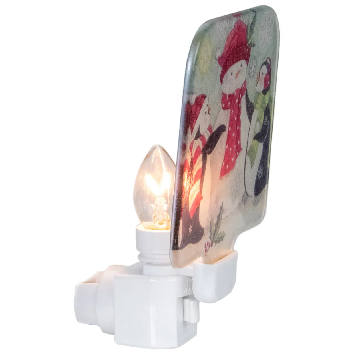 4" Snowman and Penguins Glass Christmas Night Light