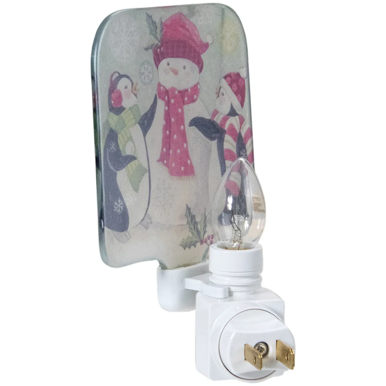 4" Snowman and Penguins Glass Christmas Night Light