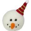 6" Snowmans Face With a Red and Green Striped Hat Christmas Ornament
